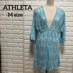 匿名配送✨️ATHLETA 水色 Vネック チュニック 五分袖 【M】