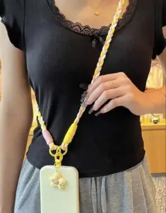 カラフル花モチーフ携帯ストラップ　パラコート
