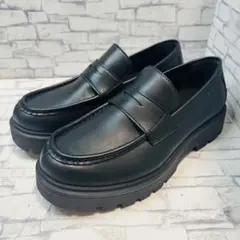 未使用級 GU チャンキーソール ローファー 厚底 黒 26cm