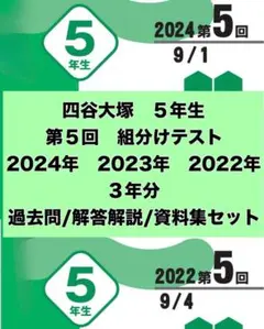 四谷大塚　5年生　組分けテスト　3年分　９月開催　過去問フルセット　早稲アカ