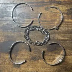 シルバーバングル・チェーンブレスレットセット