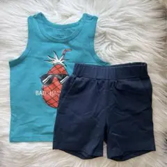 パイナップルプリント タンクトップとショートパンツセット80