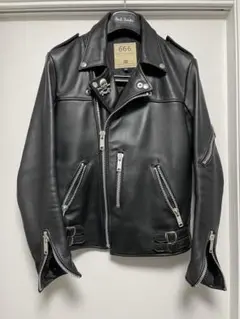 KING MOB 666 英国製 ダブルライダース レザー 牛革 ネイビー 目玉オールドイングランド製666〉イングランド製King Mob by 666
