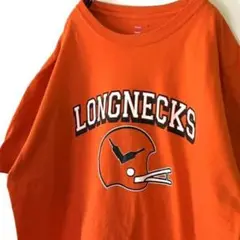 ヘインズ ロングネックス ヘルメット Tシャツ XL オレンジ 古着