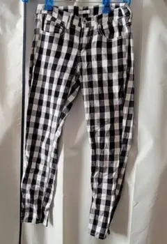 美品 オペークドットクリップ チェックパンツ カジュアルにもきれいめにも