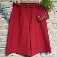 【超美品】キャラオクルス 赤 ハーフ パンツ ベルト付き カラー ワイド 11号
