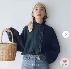 高山都　石上美津江　リネンフリルブラウス　オフホワイト　試着のみ 初売り 高山都石上美津江リネンフリルブラウスオフホワイト試着
