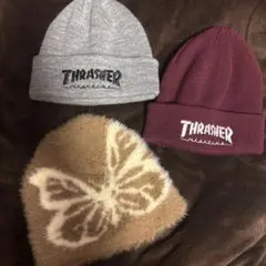 THRASHER ニット帽 2点バタフライビーニー