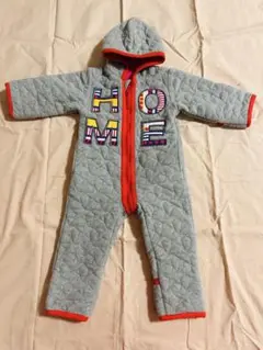 【80cm】フード付きキルティングアウター 防寒着　ロンパース　ジャンプスーツ