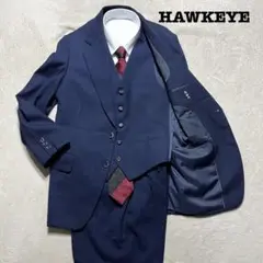 HAWKEYE 3ピース ネイビー　ストライプ　A5 ノータック　スーツ上下