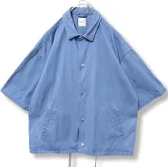 【BROWNY】　半袖　シャツ　メンズ　青　ダンガリー　古着　肩広シルエット