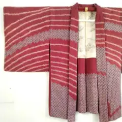 【美品】総絞り 羽織 しつけ糸付き 正絹 身丈75 裄62 臙脂色ワインレッド