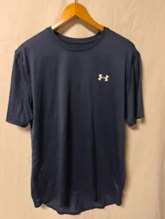 アンダーアーマー ドライ Tシャツ 半袖 ロゴ入り 紺 メンズ L