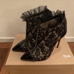 美品 クリスチャンルブタン レース ショートブーツ
