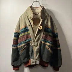 90's vintage レザー 本革 インディアン ブルゾン y2k ボア