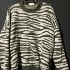 古着屋 アニマル柄ニット カーキ