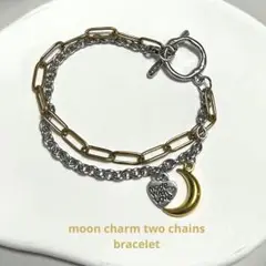 606.moon charm two chains bracelet