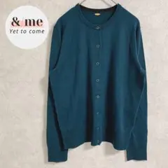 美品　ニジュウサンク　長袖カーディガン　ウール100% ダークグリーン　薄手　M