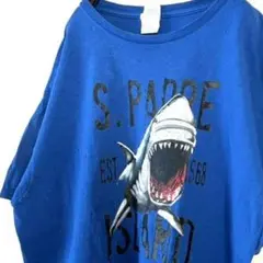 デルタ ジョーズ シャーク アイランド Tシャツ L ブルー 青 古着
