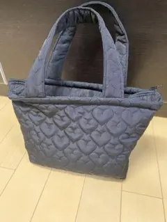 ハンドメイド　保冷バッグ　ハートキルティング黒