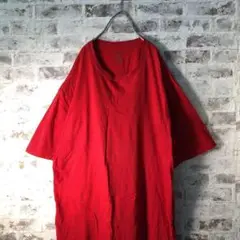 【ヴィンテージ】シンプル Tシャツ 無地 ゆるダボ レッド 古着used BS9