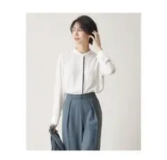 ICB BackSatinAmunzen バンドカラーブラウス　タグ付き