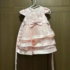 ベビードレス 70サイズ ピンクふんわりリボン