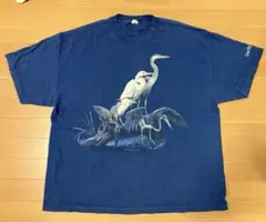 アメリカ古着 サギ 野鳥 プリント Tシャツ 2XL 紺 CEDAR KEY