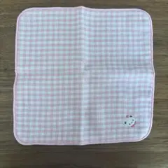 新品未使用　familiar ピンク チェック ハンカチ