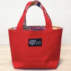 【味のり新作/新品】赤いスイーツ柄&キャンバスダブルフェイストートバッグ弁当袋