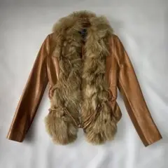 ONLY ブラウンファー付きレザージャケット M