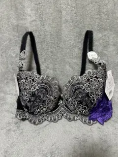 ドゥペルル レース装飾ブラジャー D65 黒 紫