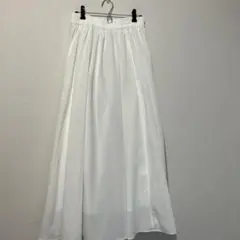 GU ホワイト 白　フレア ロングスカート ウエストゴム
