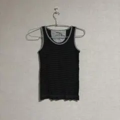 LEPSIM 黒とグレーのストライプ タンクトップ