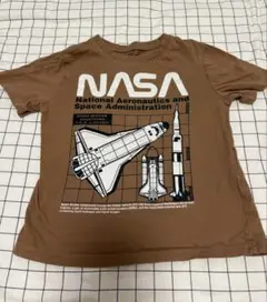 NASA柄　半袖Tシャツ ブラウン