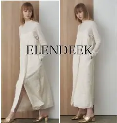 極美品　ELENDEEK マテリアルキャミワンピース　オフホワイト　ジャガード