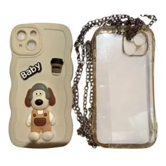 犬キャラクター シリコン&クリアiPhone13ケースセット