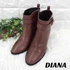 美品 DIANA ダイアナ ショートブーツ ベルト ジップアップ レザー