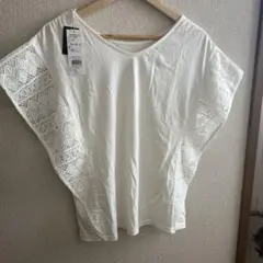 ホワイトレース付きオーバーサイズTシャツ Mサイズ