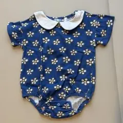 miffy ミッフィー　花柄ロンパース　70 ネイビー バースデイ