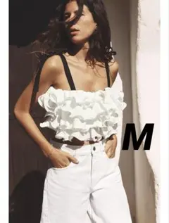 ZARA フリルトリムニットトップス Mサイズ　完売品