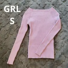 ❤GRL❤ パープル スクエアネック リブニットトップス S
