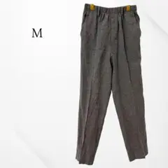 スラックス　テーパードパンツ　グレー　ウエストゴム　M 夏