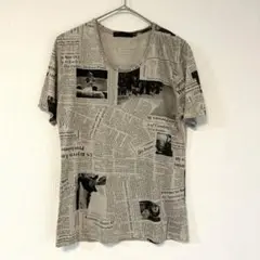 Y2K THE EXCLUSIVE 半袖 ニュースぺーパー プリント Tシャツ
