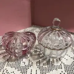 ガラスの小物入れ　アクセサリーボックス　ビンテージ