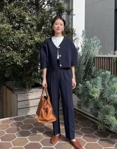 V NECK COCOON SHORT JACKET クラネ