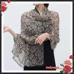 新品 上品 ふんわり シアー素材 薔薇 ストール フォーマル パーティ およばれ