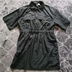 H&M ブラック半袖シャツワンピース M