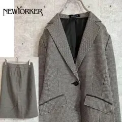 NEW YORKER ジャケット　上下セット　Mサイズ グレー　チェック柄