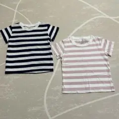 無印良品 ボーダーTシャツ 2枚セット 90 男女双子